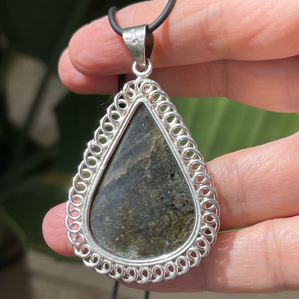 Natural Labradorite Solid Sterling Silver Pendant… - image 5